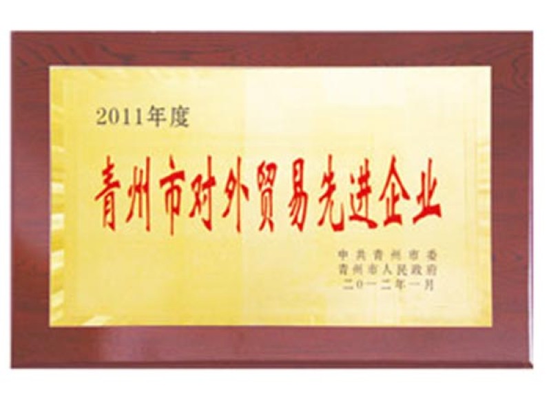 2011年度青州市對外貿(mào)易先進企業(yè)